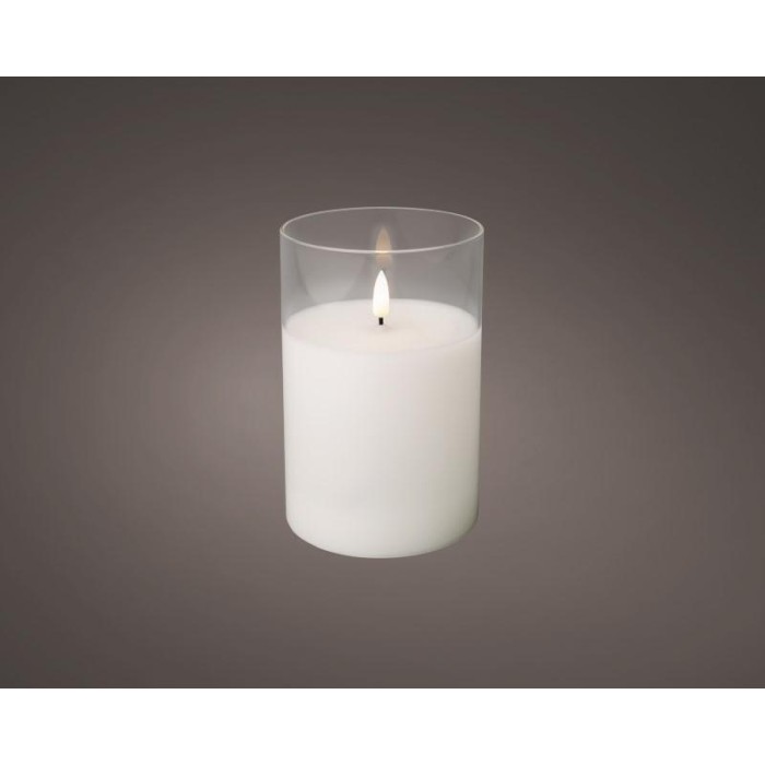 CANDELA BIANCA IN VETRO CON LED H.15XD.10